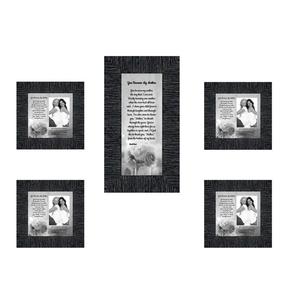 Picture Frame Set, 5 Piece Customizable Multi pack, 1-4x10, 4-4x4, for Instagram Photo Wall Gallery or Tabletop Display