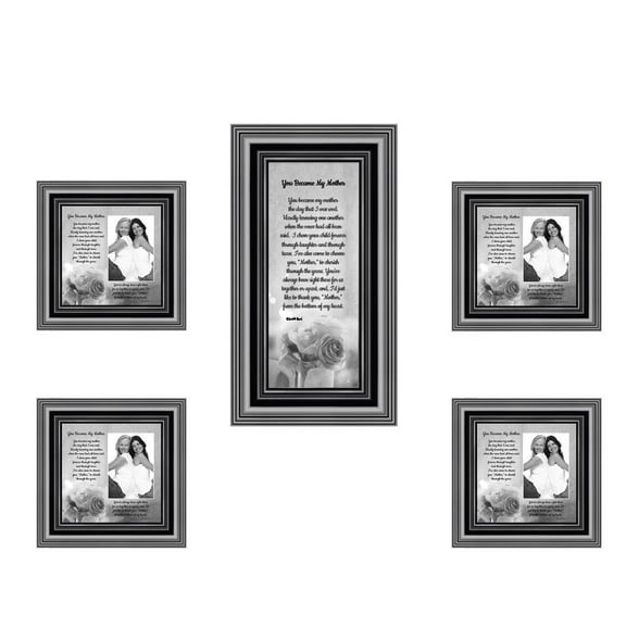 Picture Frame Set, 5 Piece Customizable Multi pack, 1-4x10, 4-4x4, for Instagram Photo Wall Gallery or Tabletop Display
