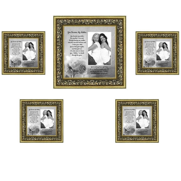 Picture Frame Set, 5 Piece Customizable Multi pack, 1-8x8, 4-4x4, for Instagram Photo Wall Gallery or Tabletop Display