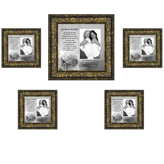 Picture Frame Set, 5 Piece Customizable Multi pack, 1-8x8, 4-4x4, for Instagram Photo Wall Gallery or Tabletop Display