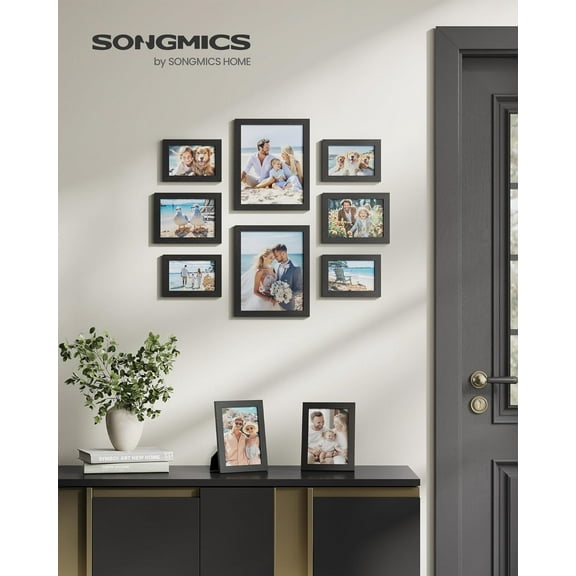 Picture Frame Set of 10, 8x10, 5x7, 4x6, Wall Decor, Table Display, Glass Front, Easy to Change Photos