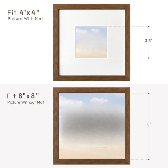 Picture Frame, Solid Oak Wood Picture Frame with Mat