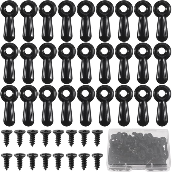 Picture Frame Turn Button Fasteners Set, 100Pcs Picture Frame Backing Hardware with 100 Pieces Screws for Hanging Pictures, Photos, Drawing Black