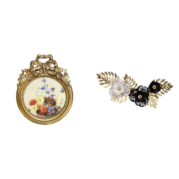 Picture Frame Wall Art Hanging Decor Small Vintage Golden Iron for Living Room Bedroom Office