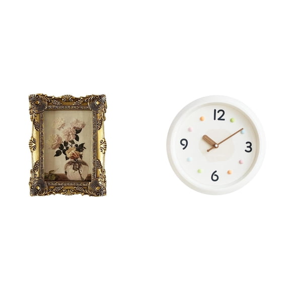 Picture Frame Wall Clock Embossed Resin Design for Wedding Home Office Living Room Decor Display