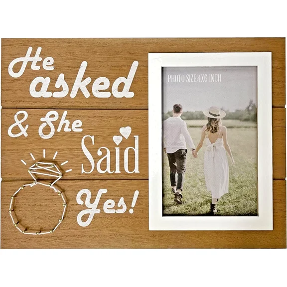 Picture Frame Wedding Engagement Picture Frame 4X6In He Asked & She Said Yes