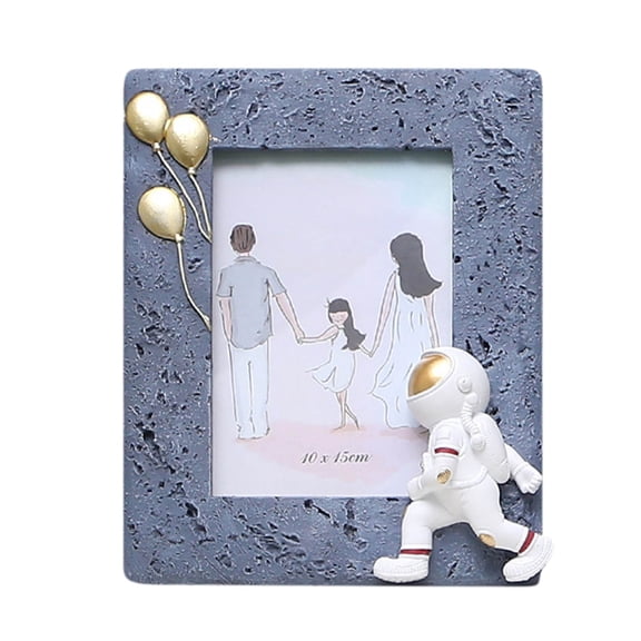 Picture Frame with Astronaut Figurine, Table Photo Frame with Spaceman Model, Decorative for Birthday Party, for Kids Room Desk, Gift