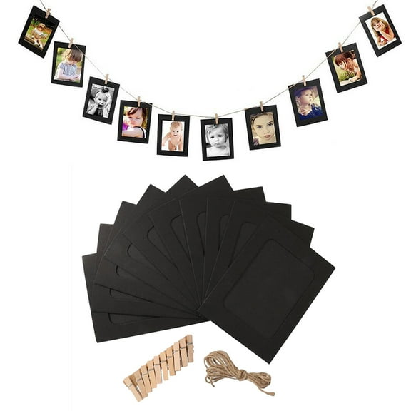 VORCOOL 10Pcs Hanging Photo Frames Paper Black for Artists Displaying and Decorating