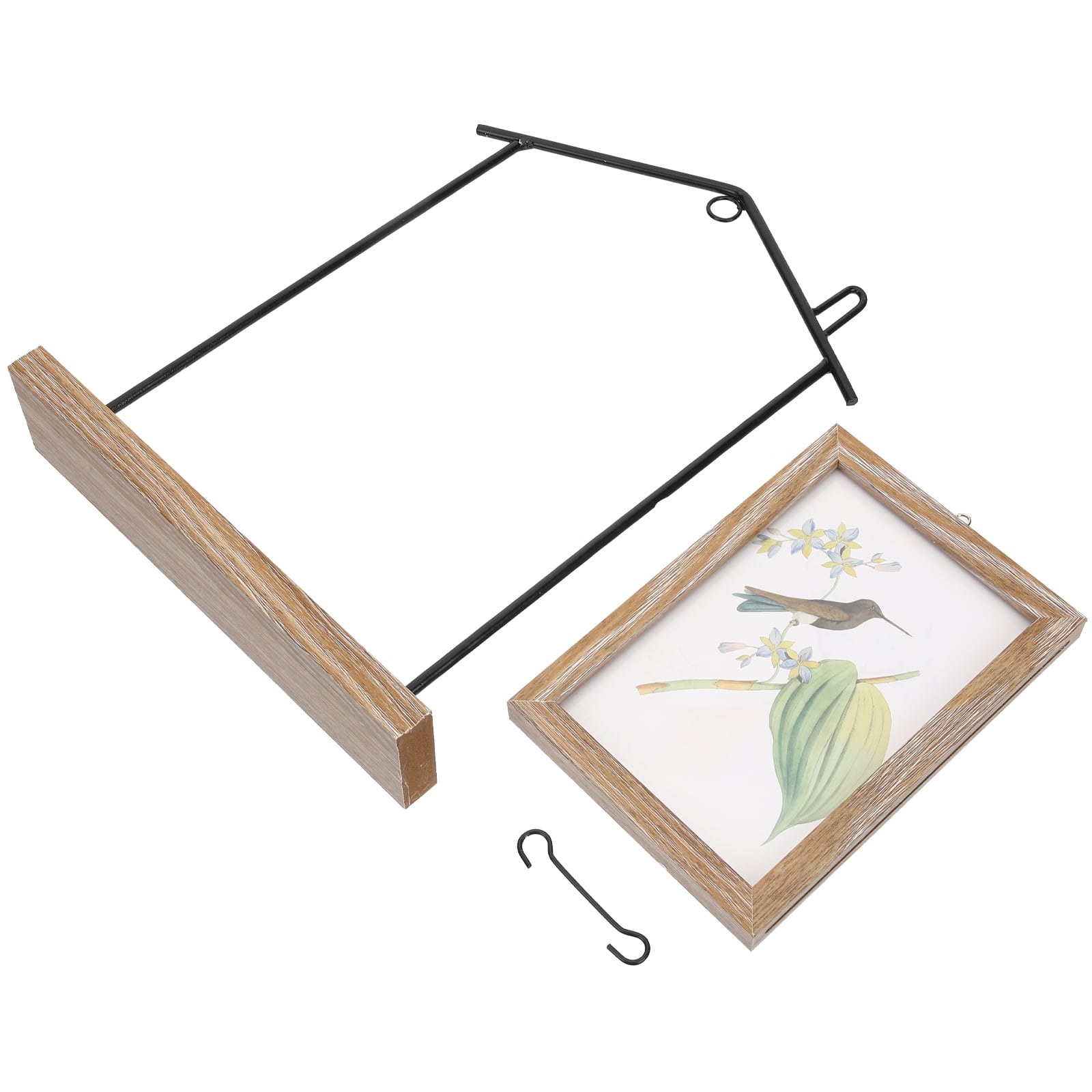 Picture Frame with Rack Tabletop Display Stand Desk Topper Square Photo Wrought Iron Flower