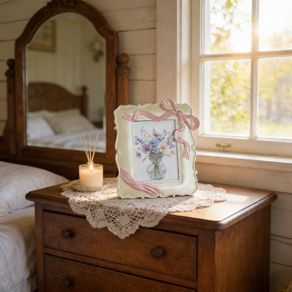 Picture Frame with White Pearls as Wedding gifts, Wedding Picture Frame for Tabletop&Wall Mounting Display Photo Display Exquisite