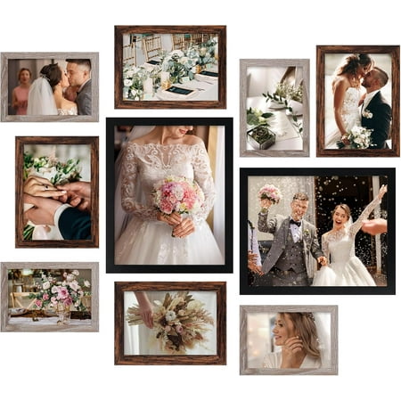 Picture Frames, 10 Pack Collage Picture Frame Set for Wall Decor, Hanging or Tabletop Display Multi Sizes Photo Gallery Wall Frames Set Including 8x10, 5x7, 4x6, Multicolor