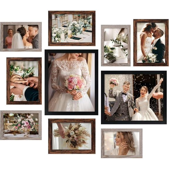Picture s, 10 Pack Collage Picture Set for Wall Decor, Hanging or Tabletop Display Multi Sizes Photo Gallery Wall s Set Including 8x10, 5x7, 4x6, Multicolor