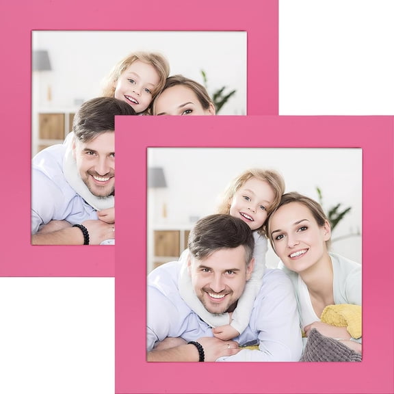 Picture Frames 5x5 2 Pack Nature Solid Wood Pink for Wall Mounting and Tabletop Display