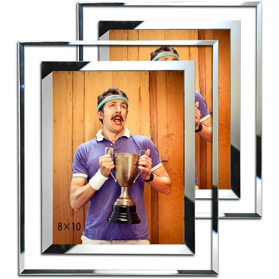 Picture Frames 8x10 for Wall and Tabletop, 8x10 Wedding Picture Frame, Home Office Decor, Clear with Silver Trim, 2-Pack