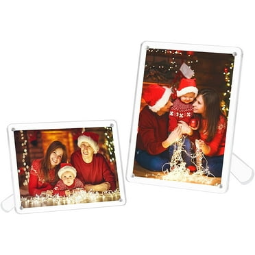 Picture Frames Acrylic, 4x6" Acrylic Frame, Magnet Double Sided 4x6" Picture Frame,Clear Frameless Desktop Display Self Standing Magnetic Acrylic Block Photo Frame
