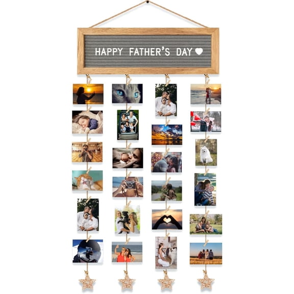 Picture Frames Collage Wall Decor Hanging Photo Display Frame Felt Letter Board with 340 Letters and 30 Clips, Unique DIY Collage Picture Frames for Dorm Room Decor, Christmas Birthday Party