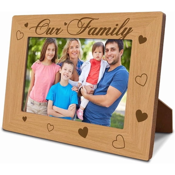 Picture Frames for Family, Our Family Picture Frame, Household Photo Frame for Mom and Dad, Wooden Photos Frames, Christmas Birthday  to Parents, Fit Display 4x6 Photos
