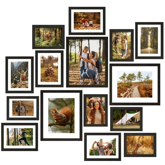 Picture Frames Set, 15 Pack Black Picture Frames Collage Wall Decor for Assorted Photos, Three 8x10, Six 5x7, Six 4x6 for Wall Hanging or Tabletop Display