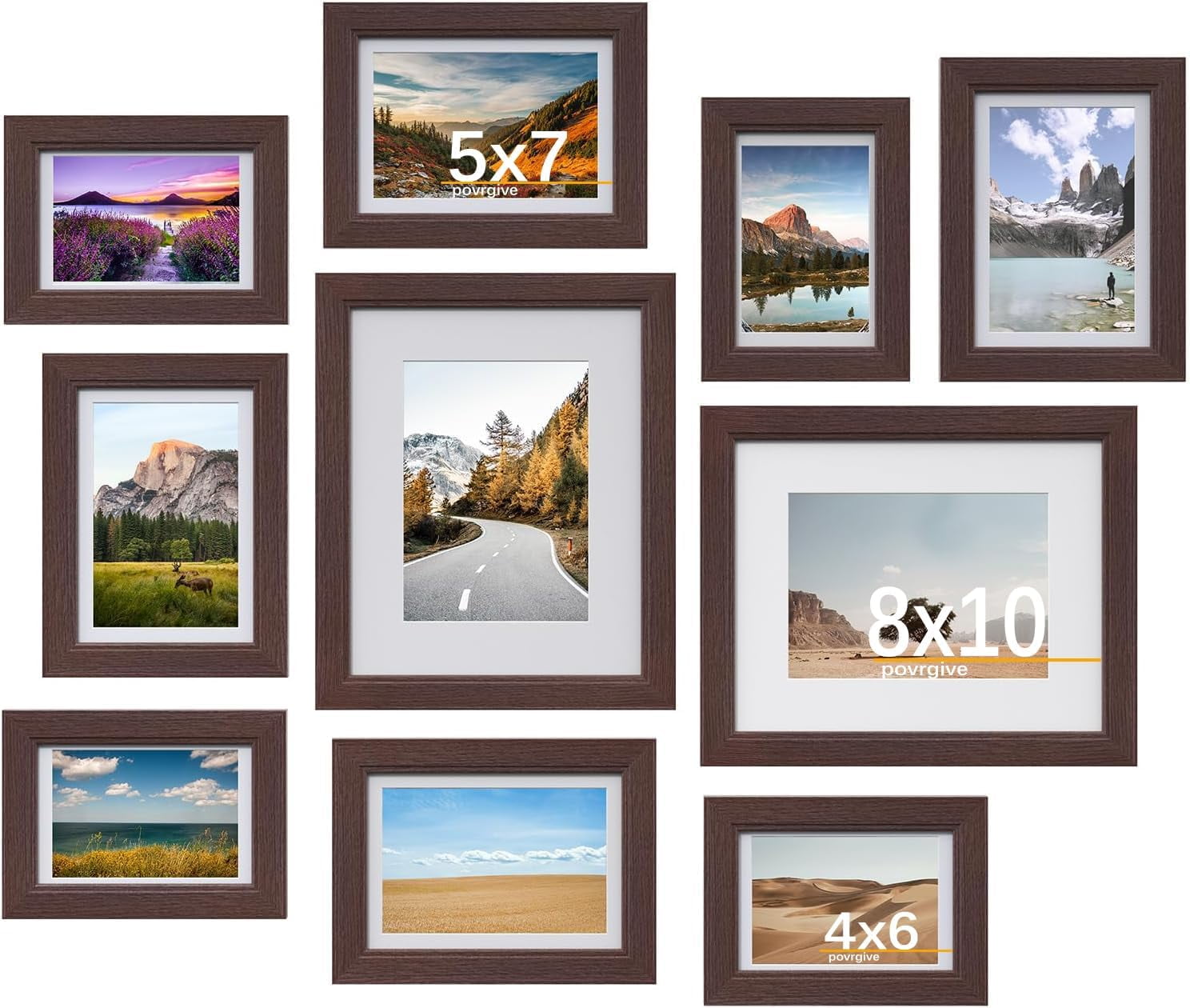 Picture Frames Set of 10, Collage Picture Frames for 8x10, 5x7, 4x6