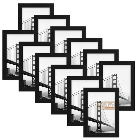 Picture Frames Set of 12 - Black 4x6in×12 for Tabletop or Wall Display, Bedroom, Office