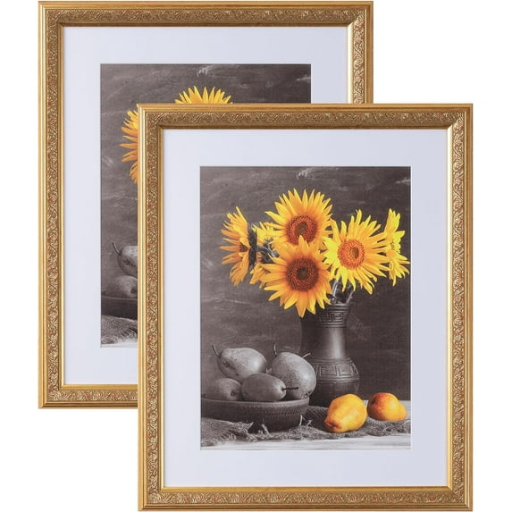 Picture Frames Set of 2. 1-1/2" Polystyrene Modern Ornate Gold 14x17 Wholesaleartsframes-com 3232 Series Made in USA