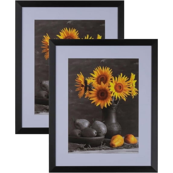 Picture Frames Set of 2. 1-1/8" Polystyrene Modern Black 12x17 Wholesaleartsframes-com 313-VI Series Made in USA