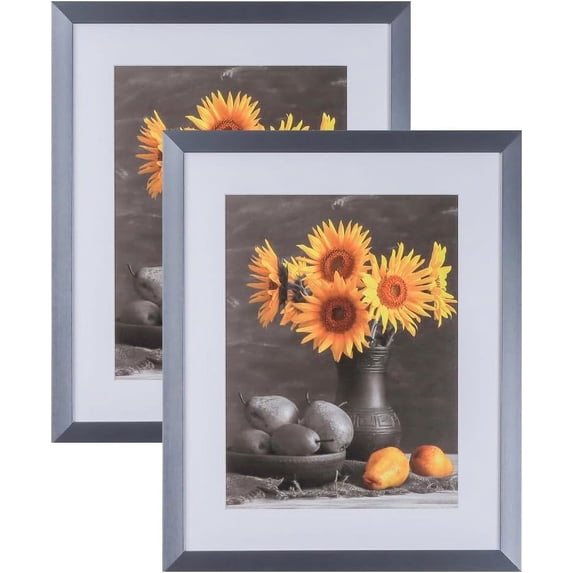 Picture Frames Set of 2. 1-1/8" Polystyrene Modern Bluish Silver 24x36 Wholesaleartsframes-com 313-VI Series Made in USA