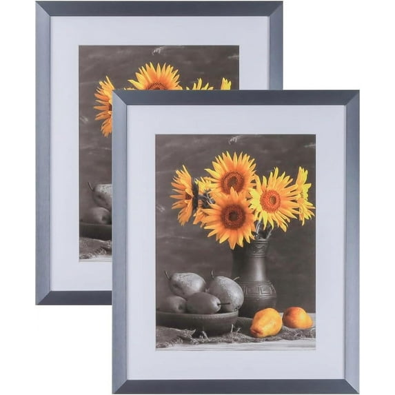 Picture Frames Set of 2. 1-1/8" Polystyrene Modern Bluish Silver 4x6 Wholesaleartsframes-com 313-VI Series Made in USA