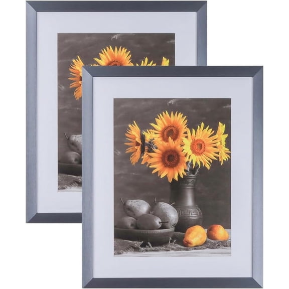 Picture Frames Set of 2. 1-1/8" Polystyrene Modern Bluish Silver 8.5x11 Wholesaleartsframes-com 313-VI Series Made in USA