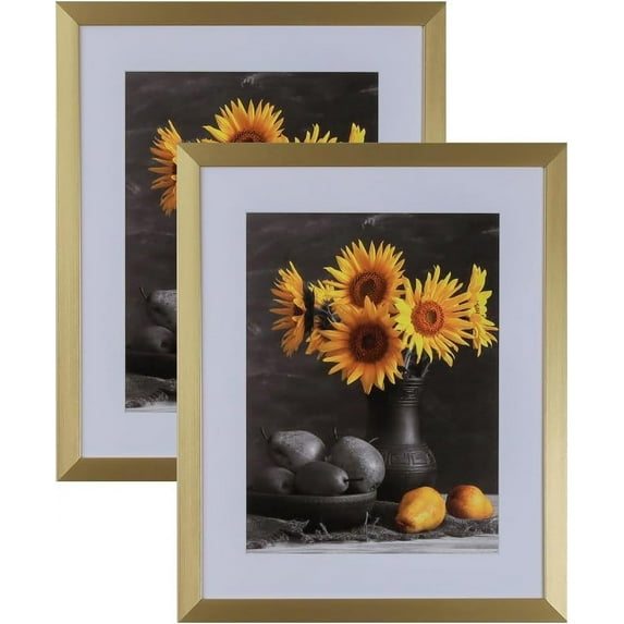 Picture Frames Set of 2. 1-1/8" Polystyrene Modern Gold 8x12 Wholesaleartsframes-com 313-VI Series Made in USA