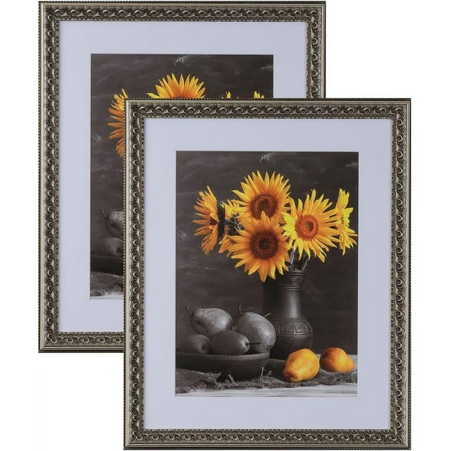 Picture Frames Set of 2. 1-3/8" Polystyrene Modern Antique Silver 16x28 Wholesaleartsframes-com 3210 Series Made in USA