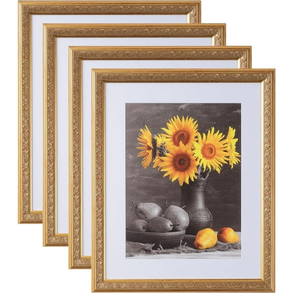 Picture Frames Set of 4. 1-1/2" Polystyrene Modern Ornate Gold 14x18 Wholesaleartsframes-com 3232 Series Made in USA