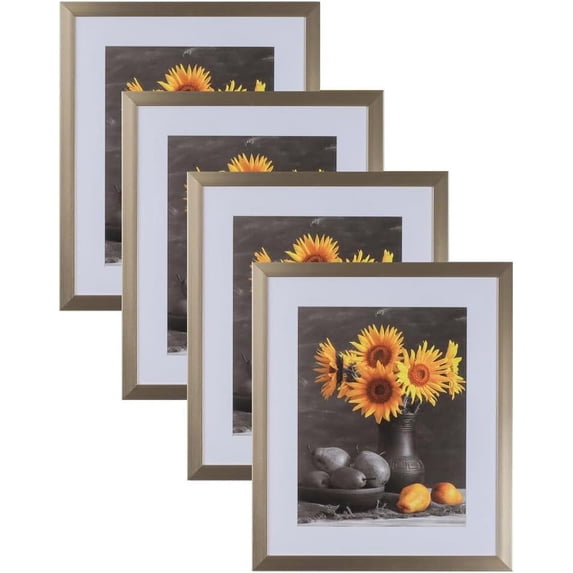 Picture Frames Set of 4. 1-1/8" Polystyrene Modern Pewter Silver 8x10 Wholesaleartsframes-com 313-VI Series Made in USA