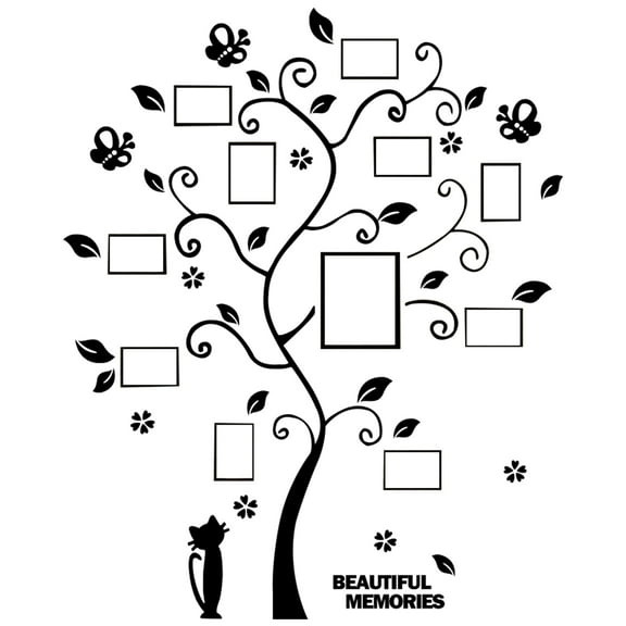 Picture Frames Tree Acrylic Picture Wall Decor DIY Wall Photo Frames Adhesive Family Tree Wall Decor Decorative Wall Picture Frames for Living Room Home Decor,Black,M