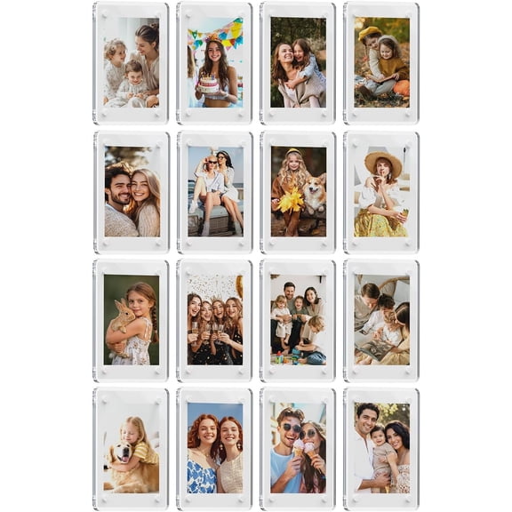 Picture Frames for Go & Instax Mini, 16 Pack | Photo Fridge Frames, Wallet Size Frames for Refrigerator, 2.36x3.54Inch