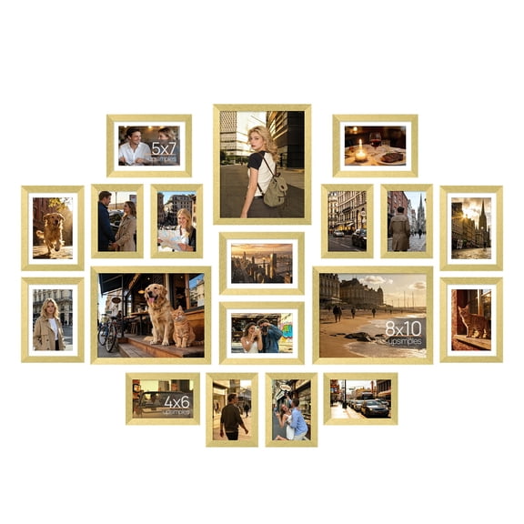 Picture Frames set of 19, Including 8x10, 5x7, 4x6 Black Frame