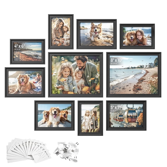Picture Frames with 16 Mats, Set of 10 Collage Photo Frames