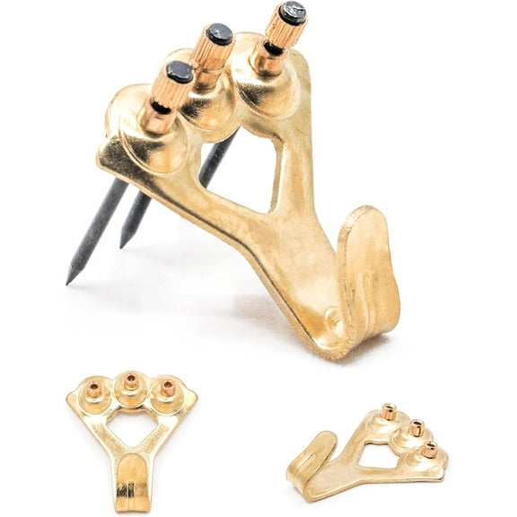 Picture Hang Solutions Brass Picture Hook with Nails 100-lb Capacity 100 Pieces per Pack