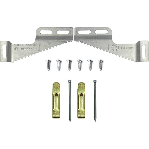 Picture Hang Solutions - 30 lb Capacity Small Wall Buddies - Includes Wall Hangers, Nails, and Screws 5 sets per pack