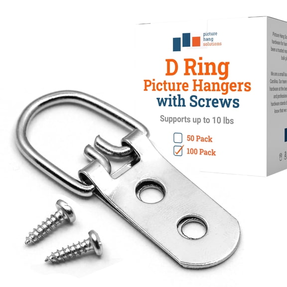 Picture Hang Solutions 2-Hole D-ring Picture Hangers for Frames 40-lb Capacity 100 Pieces per Pack
