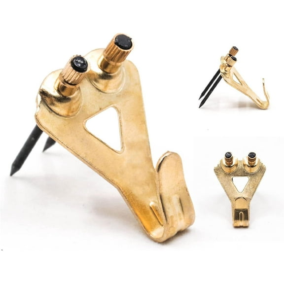 Picture Hang Solutions Brass Picture Hook with Nails 50-lb Capacity 20 Pieces per Pack