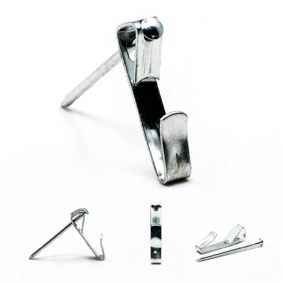 Picture Hang Solutions - 50 lbs Capacity Nickel Picture Hooks with Nails 100 pieces per pack