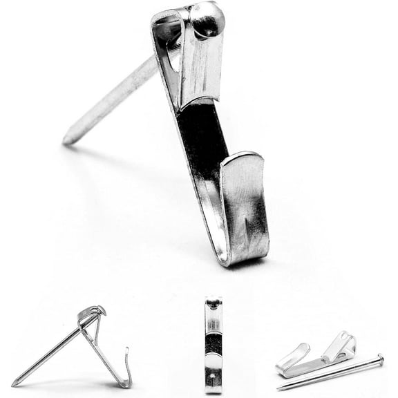 Picture Hang Solutions - 50 lbs Capacity Nickel Picture Hooks with Nails 50 pieces per pack