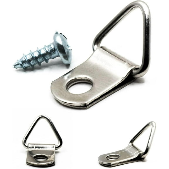 Picture Hang Solutions - D-ring Triangle Hanger with Screws - Wood Frame Hardware 100 pieces per pack