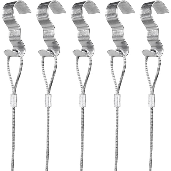 Picture Hang Solutions Picture Rail Molding Hooks with Wire Cable, Gallery Hanging System, 25 lb Capacity, 5 Sets, 72 Inch