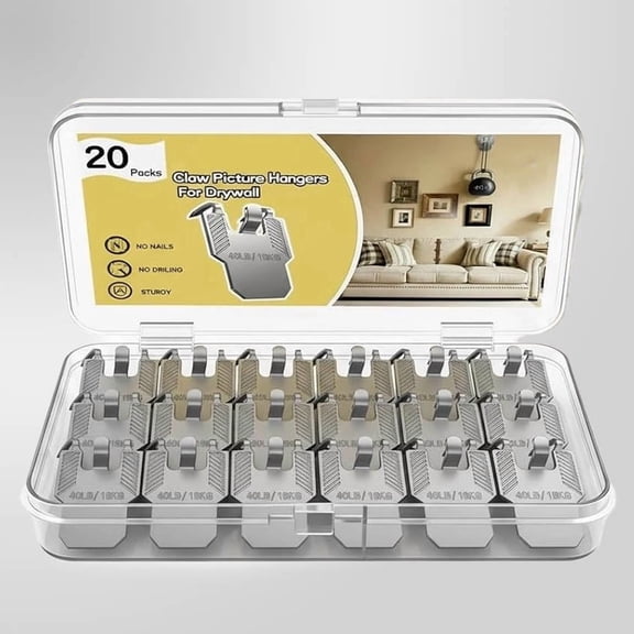 Picture Hangers for Drywall, Heavy Duty Claw Hangers, No Damage Hooks for Drywall & Plaster Wall, Nail-free Mirror/Poster/Frame Hanging Kit for Home & Office Decor