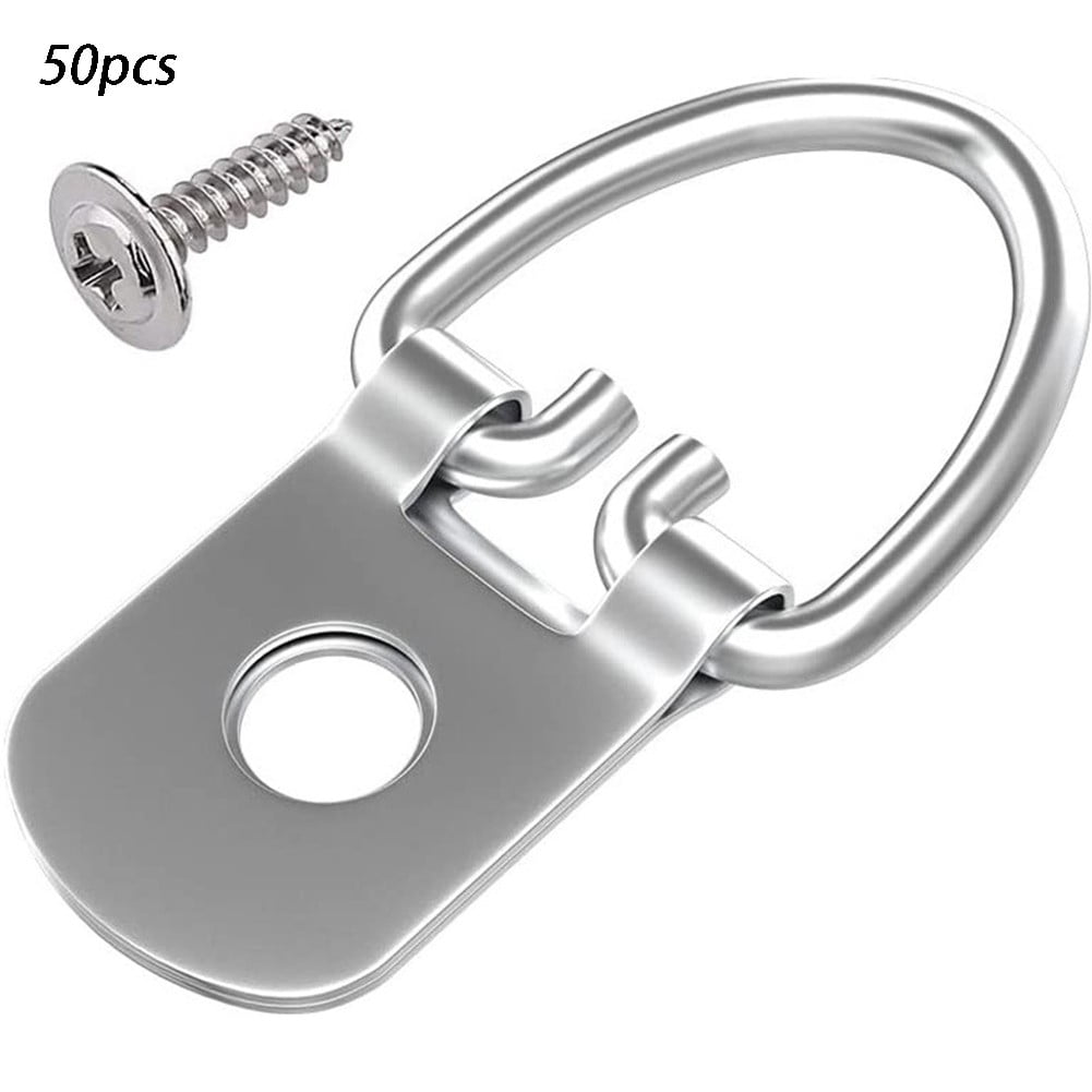 Picture Hangers With Screws Single Hole D-Ring Hook Photo Picture Frame Hanger 50Pcs Smile Home