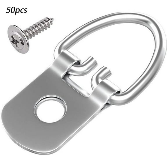 Picture Hangers With Screws Single Hole D-Ring Hook Photo Picture Frame Hanger 50Pcs Smile Home