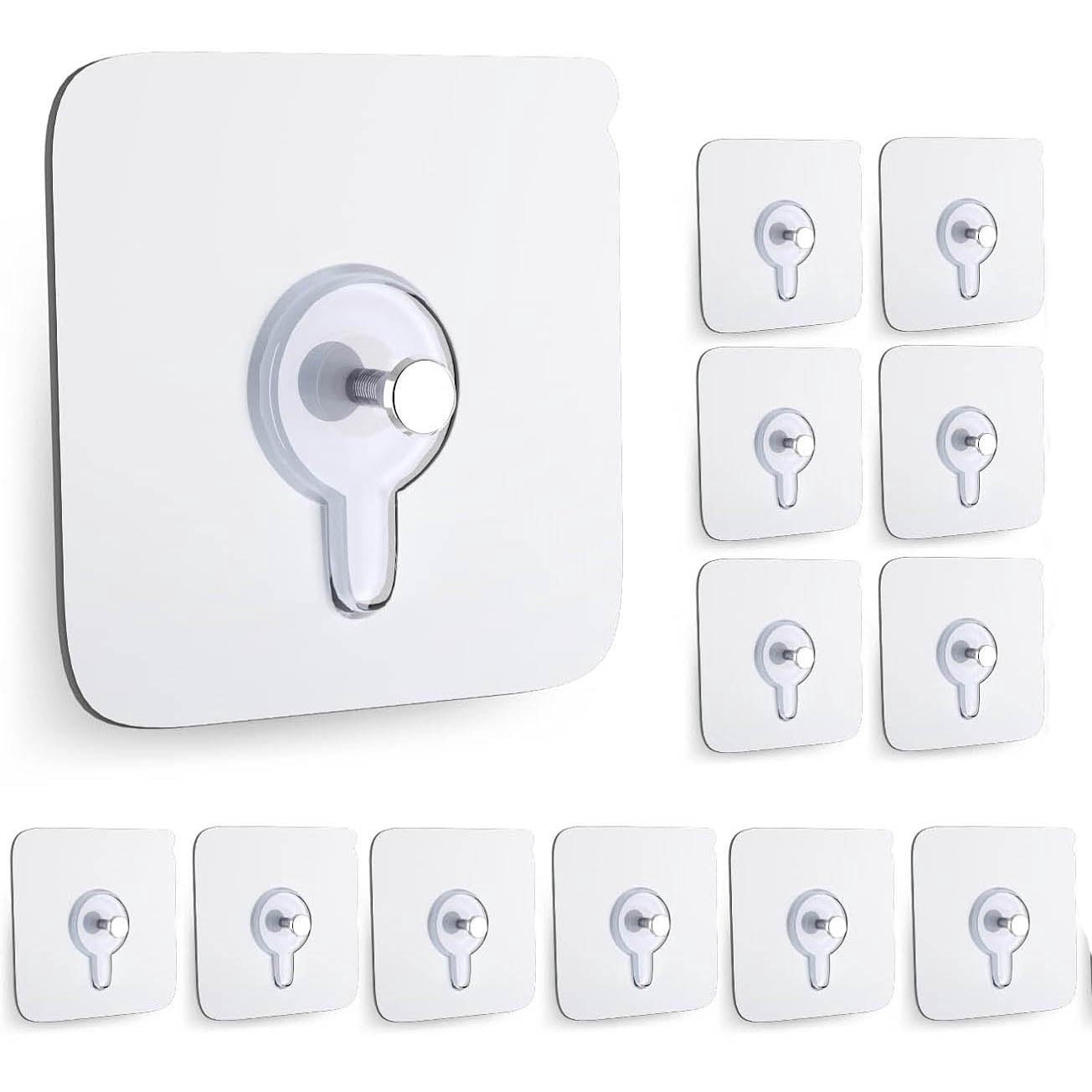 Picture Hangers Without Nails, Adhesive Wall Hooks for Kitchen, Bathroom, Home and Office
