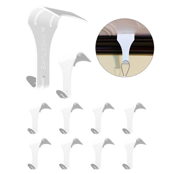Picture Hanging Hook Picture Rail Hooks White 10 Pack Heavy Duty Picture Molding Hangers Works on Nylon and Steel Cable